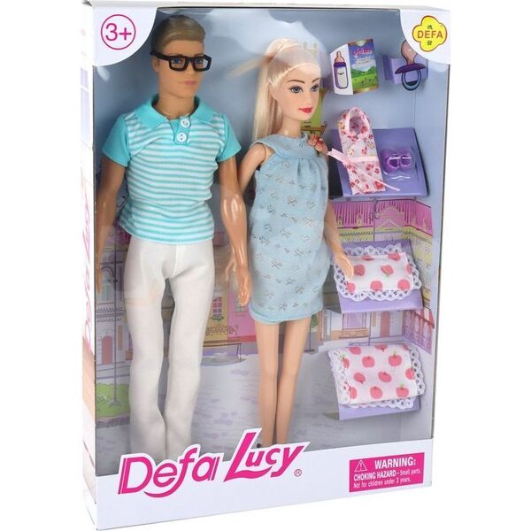 LeanToys Lalka Rodzina Chłopak Dziewczyna Blond Włosy Ciąża