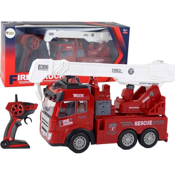 LeanToys Straż Pożarna Z Dźwigiem Model Zdalnie Sterowany