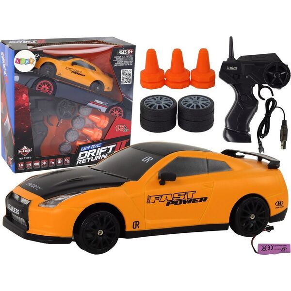 LeanToys Autko Sportowe Zdalnie Sterowane R/C 1:24 Żółte Wymienne Koła