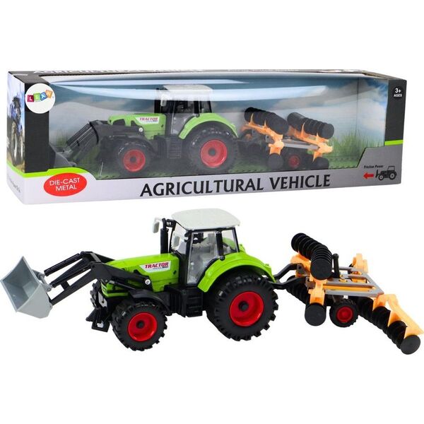 LeanToys Traktor Rolniczy Koparka Z Broną Talerzową Napęd Zielony