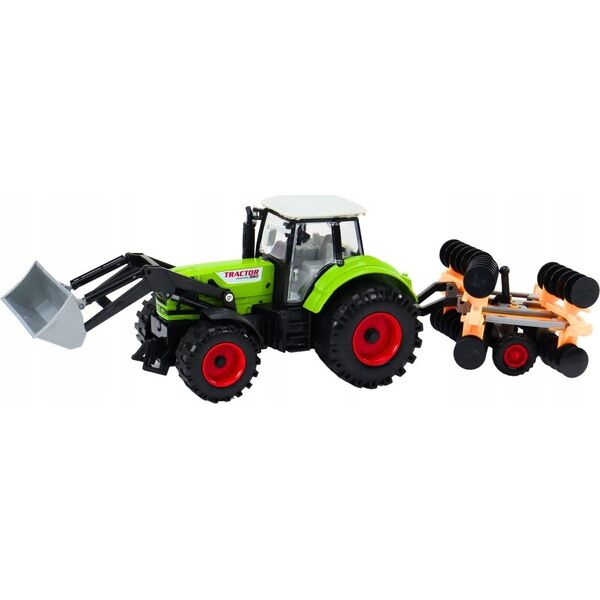 LeanToys Traktor Rolniczy Koparka Z Broną Talerzową Napęd Zielony