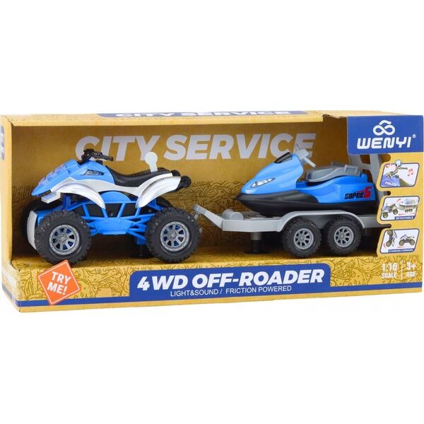 LeanToys Quad z Przyczepą do przewozu Łodzi oraz Skuterem Wodnym