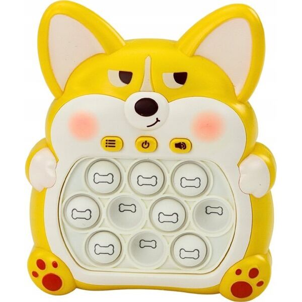LeanToys Gra Zręcznościowa Konsola Pop-It Lisek 7 Trybów Gry Żółty Sensoryczna
