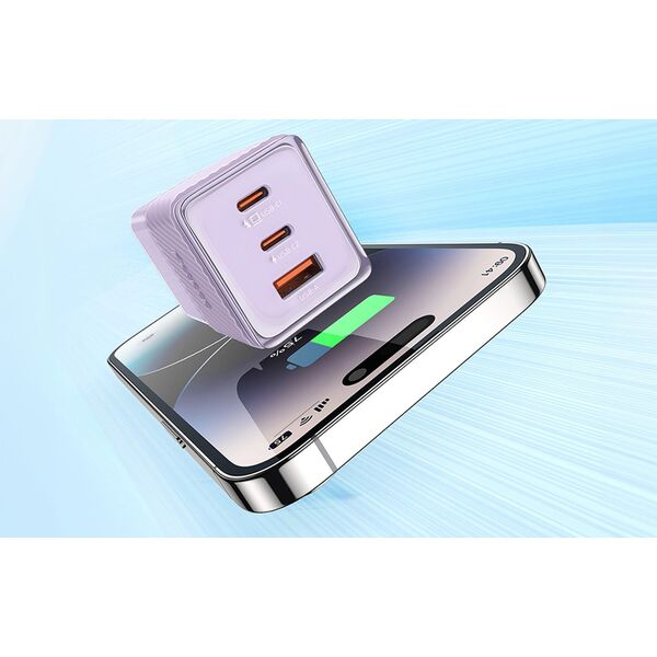 Ładowarka Mcdodo Ładowarka sieciowa GaN 67W Mcdodo CH-1502 2x USB-C, USB-A (fioletowa)