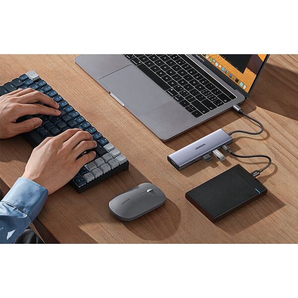 HUB USB Ugreen Hub USB-C Ugreen CM498, 3x USB 3.0, HDMI 4k 30Hz, VGA, RJ45, SD/TF, PD 100W (szary)