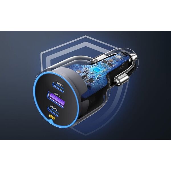 Ładowarka Ugreen Ładowarka samochodowa Ugreen EC703, USB + 2x USB-C, 75W (czarna)