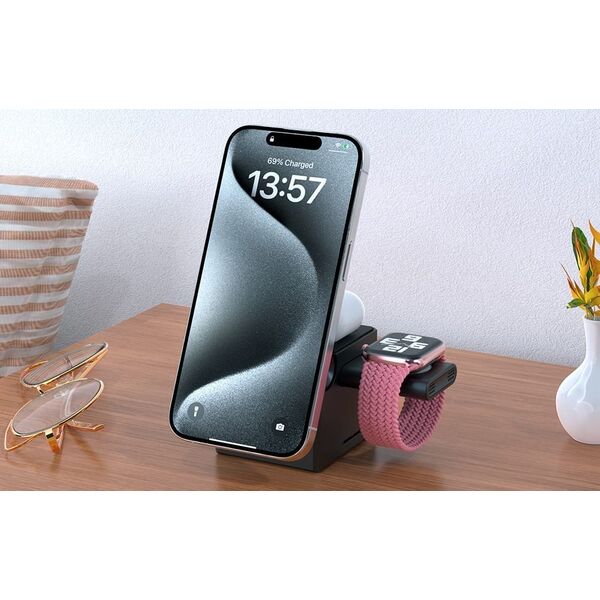 Choetech Ładowarka indukcyjna Choetech T632-F 3w1 15W (czarna)