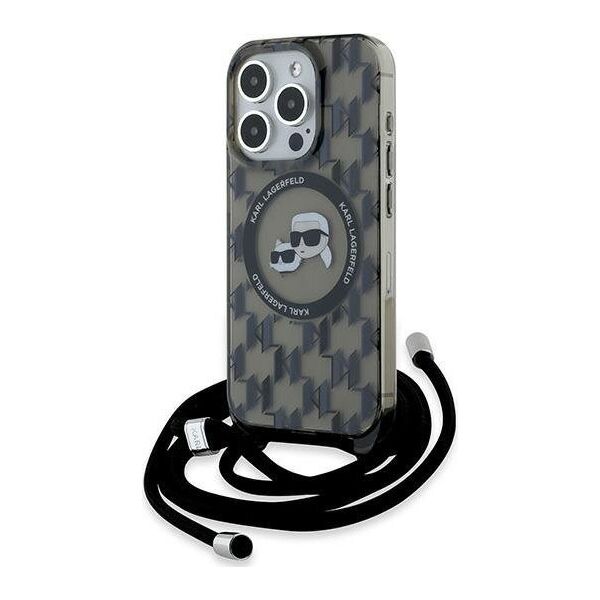 Karl Lagerfeld Karl Lagerfeld KLHMP15LHCKCKLCK iPhone 15 Pro 6.1" czarny/black hardcase IML Crossbody Monogram Karl & Choupette Head MagSafe