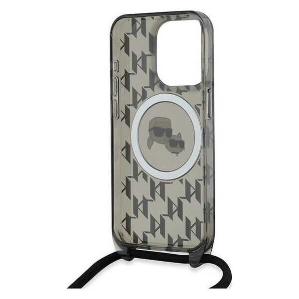 Karl Lagerfeld Karl Lagerfeld KLHMP15LHCKCKLCK iPhone 15 Pro 6.1" czarny/black hardcase IML Crossbody Monogram Karl & Choupette Head MagSafe