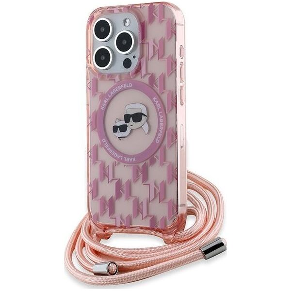 Karl Lagerfeld Karl Lagerfeld KLHMP15XHCKCKLCP iPhone 15 Pro Max 6.7" różowy/pink hardcase IML Crossbody Monogram Karl & Choupette Head MagSafe