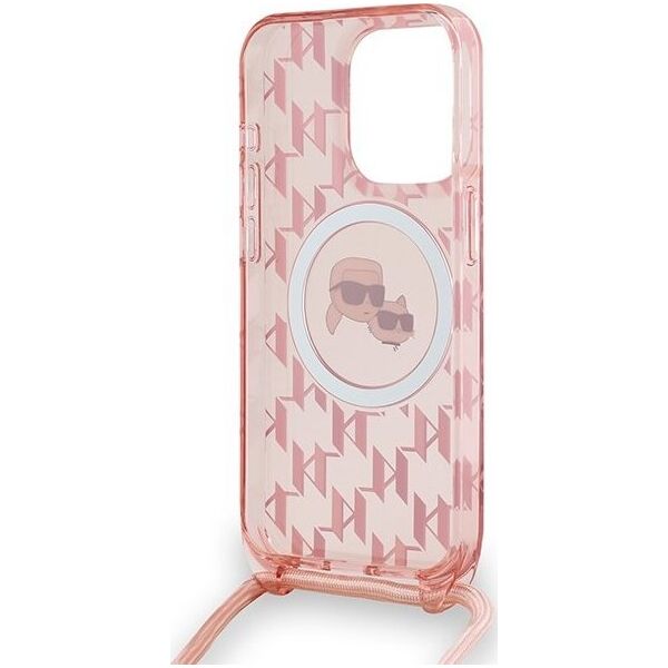 Karl Lagerfeld Karl Lagerfeld KLHMP15XHCKCKLCP iPhone 15 Pro Max 6.7" różowy/pink hardcase IML Crossbody Monogram Karl & Choupette Head MagSafe