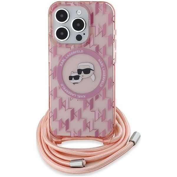 Karl Lagerfeld Karl Lagerfeld KLHMP15LHCKCKLCP iPhone 15 Pro 6.1" różowy/pink hardcase IML Crossbody Monogram Karl & Choupette Head MagSafe