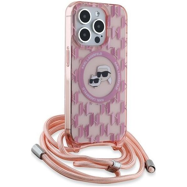 Karl Lagerfeld Karl Lagerfeld KLHMP15LHCKCKLCP iPhone 15 Pro 6.1" różowy/pink hardcase IML Crossbody Monogram Karl & Choupette Head MagSafe