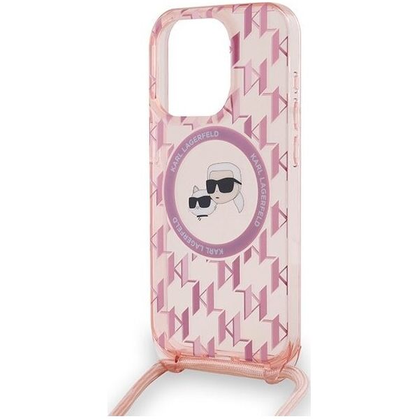 Karl Lagerfeld Karl Lagerfeld KLHMP15LHCKCKLCP iPhone 15 Pro 6.1" różowy/pink hardcase IML Crossbody Monogram Karl & Choupette Head MagSafe
