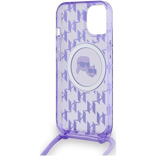 Karl Lagerfeld Karl Lagerfeld KLHMP15SHCKCKLCU iPhone 15 / 14 / 13 6.1" fioletowy/purple hardcase IML Crossbody Monogram Karl & Choupette Head MagSafe