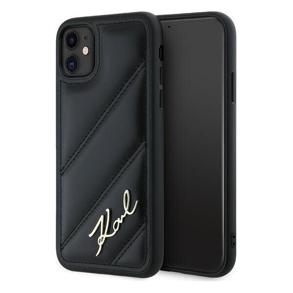 Karl Lagerfeld Karl Lagerfeld KLHCN61PQDSMGK iPhone 11 / Xr 6.1" czarny/black hardcase Diagonal Quilted Script