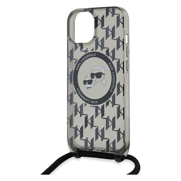 Karl Lagerfeld Karl Lagerfeld KLHMP15SHCKCKLCK iPhone 15 / 14 / 13 6.1" czarny/black hardcase IML Crossbody Monogram Karl & Choupette Head MagSafe