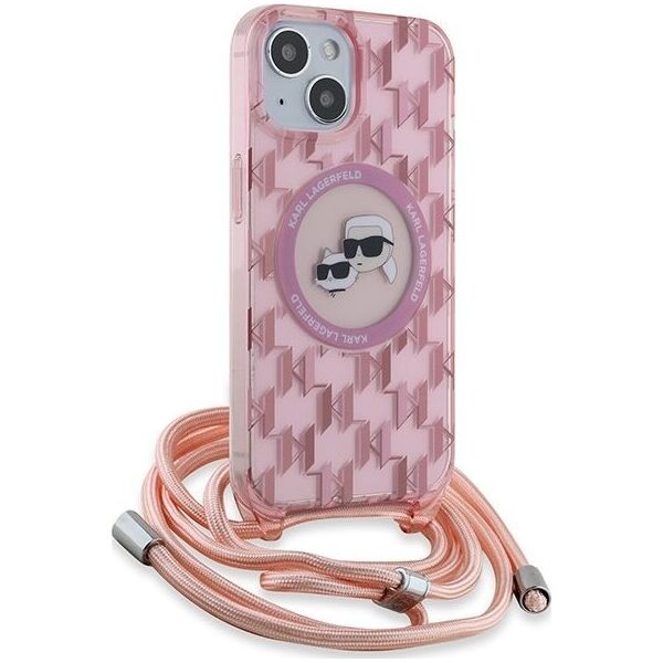 Karl Lagerfeld Karl Lagerfeld KLHMP15SHCKCKLCP iPhone 15 / 14 / 13  6.1" różowy/pink hardcase IML Crossbody Monogram Karl & Choupette Head MagSafe