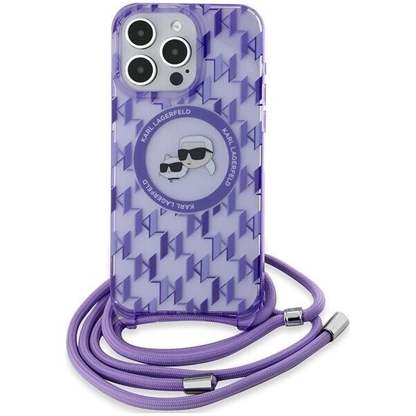 Karl Lagerfeld Karl Lagerfeld KLHMP15XHCKCKLCU iPhone 15 Pro Max 6.7" fioletowy/purple hardcase IML Crossbody Monogram Karl & Choupette Head MagSafe