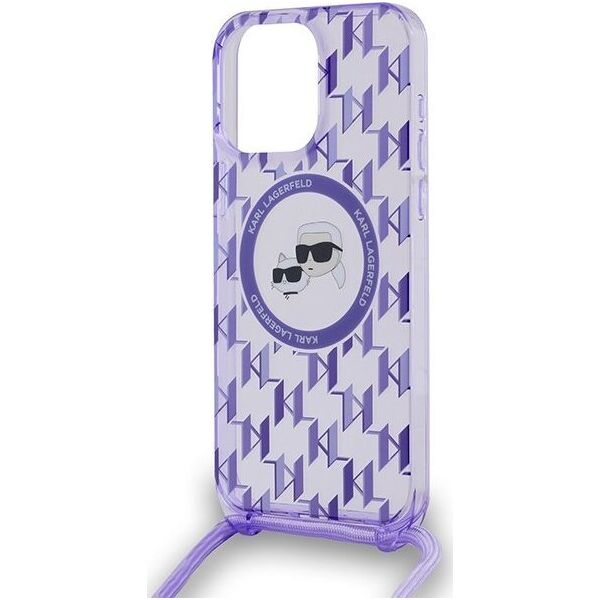 Karl Lagerfeld Karl Lagerfeld KLHMP15XHCKCKLCU iPhone 15 Pro Max 6.7" fioletowy/purple hardcase IML Crossbody Monogram Karl & Choupette Head MagSafe