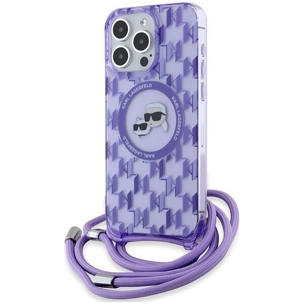 Karl Lagerfeld Karl Lagerfeld KLHMP15LHCKCKLCU iPhone 15 Pro 6.1" fioletowy/purple hardcase IML Crossbody Monogram Karl & Choupette Head MagSafe
