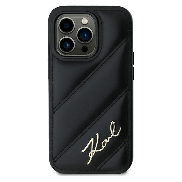 Karl Lagerfeld Karl Lagerfeld KLHCP13LPQDSMGK iPhone 13 Pro / 13 6.1" czarny/black hardcase Diagonal Quilted Script