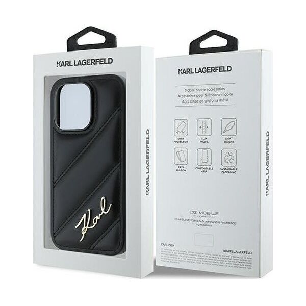 Karl Lagerfeld Karl Lagerfeld KLHCP14LPQDSMGK iPhone 14 Pro 6.1" czarny/black hardcase Diagonal Quilted Script