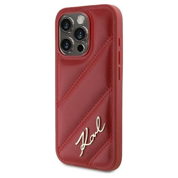 Karl Lagerfeld Karl Lagerfeld KLHCP15XPQDSMGR iPhone 15 Pro Max 6.7" czerwony/red hardcase Diagonal Quilted Script