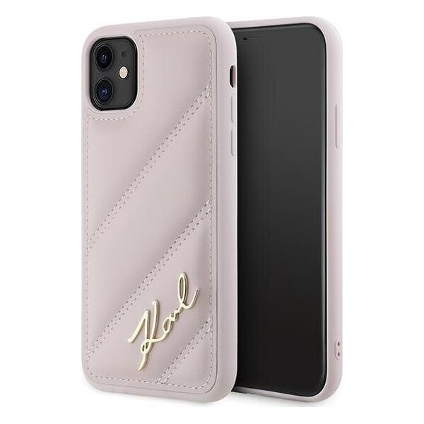 Karl Lagerfeld Karl Lagerfeld KLHCN61PQDSMGP iPhone 11 / Xr 6.1" różowy/pink hardcase Diagonal Quilted Script
