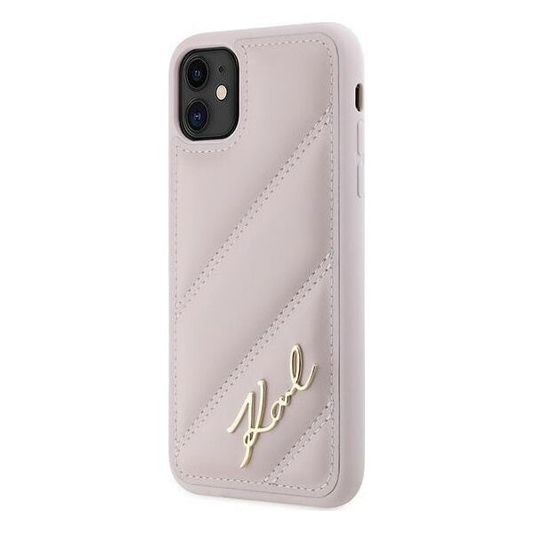 Karl Lagerfeld Karl Lagerfeld KLHCN61PQDSMGP iPhone 11 / Xr 6.1" różowy/pink hardcase Diagonal Quilted Script
