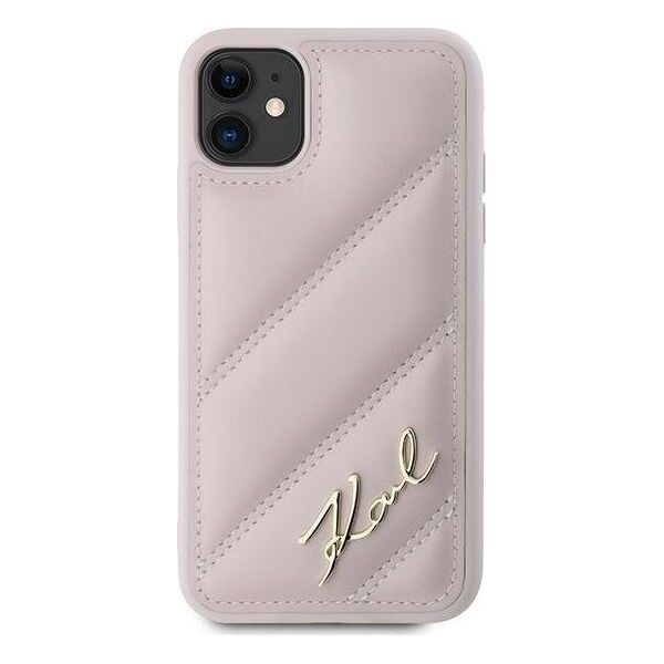 Karl Lagerfeld Karl Lagerfeld KLHCN61PQDSMGP iPhone 11 / Xr 6.1" różowy/pink hardcase Diagonal Quilted Script