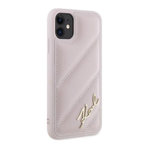 Karl Lagerfeld Karl Lagerfeld KLHCN61PQDSMGP iPhone 11 / Xr 6.1" różowy/pink hardcase Diagonal Quilted Script