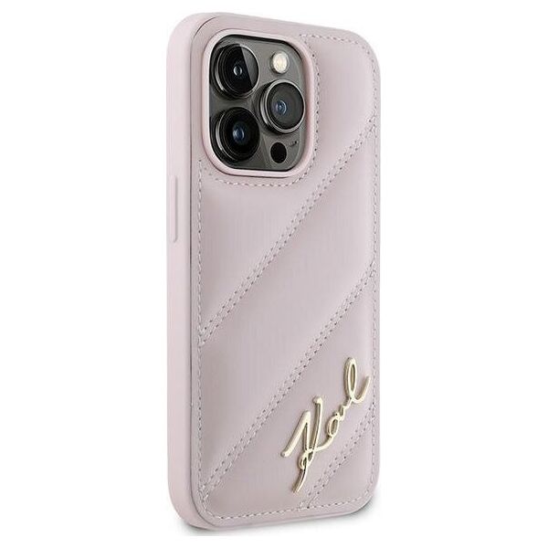 Karl Lagerfeld Karl Lagerfeld KLHCP14XPQDSMGP iPhone 14 Pro Max 6.7" różowy/pink hardcase Diagonal Quilted Script