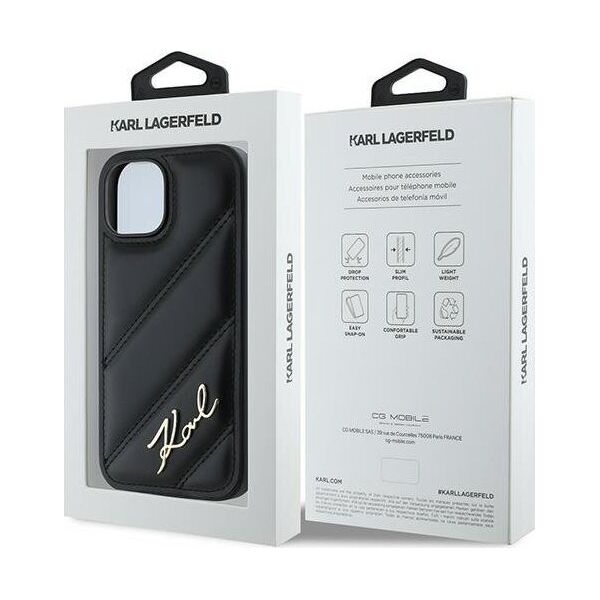 Karl Lagerfeld Karl Lagerfeld KLHCP15MPQDSMGK iPhone 15 Plus / 14 Plus 6.7" czarny/black hardcase Diagonal Quilted Script
