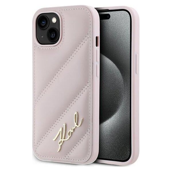 Karl Lagerfeld Karl Lagerfeld KLHCP15SPQDSMGP iPhone 15 / 14 / 13 6.1" różowy/pink hardcase Diagonal Quilted Script