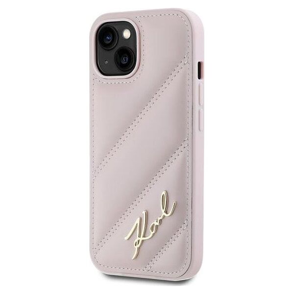 Karl Lagerfeld Karl Lagerfeld KLHCP15SPQDSMGP iPhone 15 / 14 / 13 6.1" różowy/pink hardcase Diagonal Quilted Script