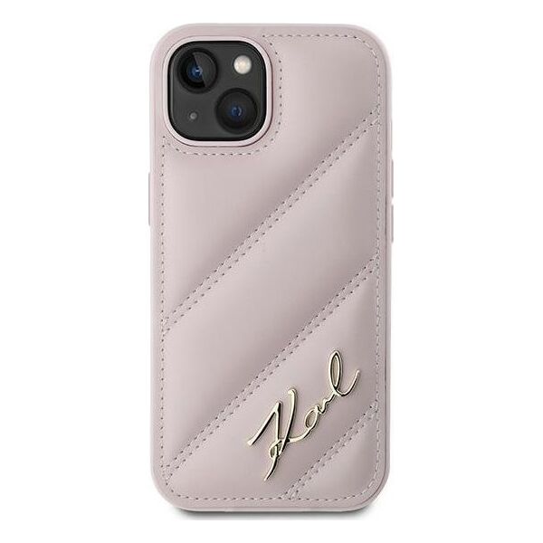 Karl Lagerfeld Karl Lagerfeld KLHCP15SPQDSMGP iPhone 15 / 14 / 13 6.1" różowy/pink hardcase Diagonal Quilted Script
