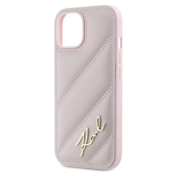 Karl Lagerfeld Karl Lagerfeld KLHCP15SPQDSMGP iPhone 15 / 14 / 13 6.1" różowy/pink hardcase Diagonal Quilted Script