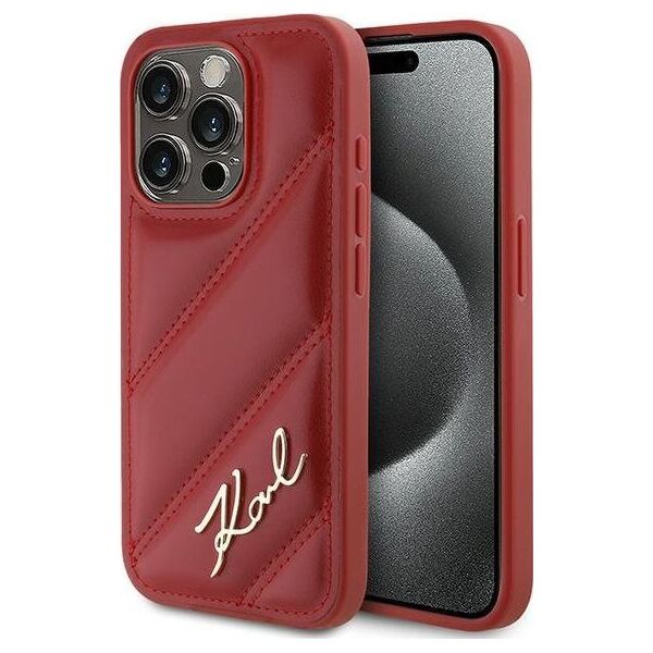 Karl Lagerfeld Karl Lagerfeld KLHCP15LPQDSMGR iPhone 15 Pro 6.1" czerwony/red hardcase Diagonal Quilted Script