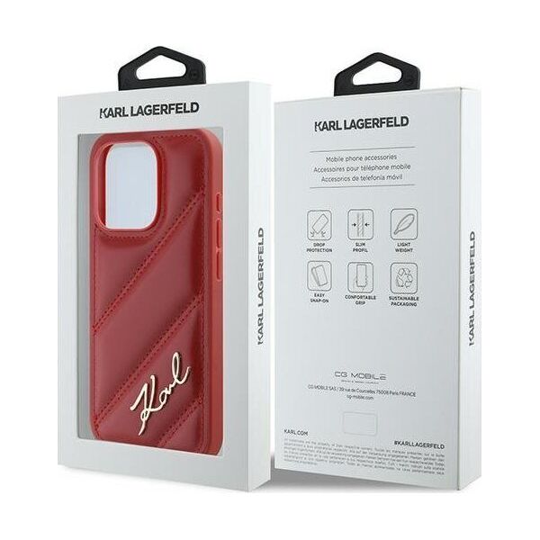 Karl Lagerfeld Karl Lagerfeld KLHCP15LPQDSMGR iPhone 15 Pro 6.1" czerwony/red hardcase Diagonal Quilted Script