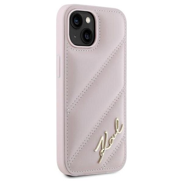 Karl Lagerfeld Karl Lagerfeld KLHCP14SPQDSMGP iPhone 14 / 15 / 13 6.1" różowy/pink hardcase Diagonal Quilted Script
