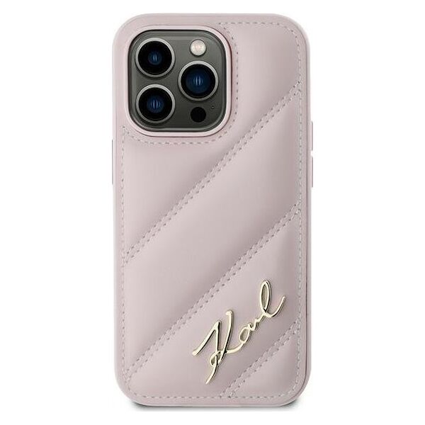 Karl Lagerfeld Karl Lagerfeld KLHCP14LPQDSMGP iPhone 14 Pro 6.1" różowy/pink hardcase Diagonal Quilted Script