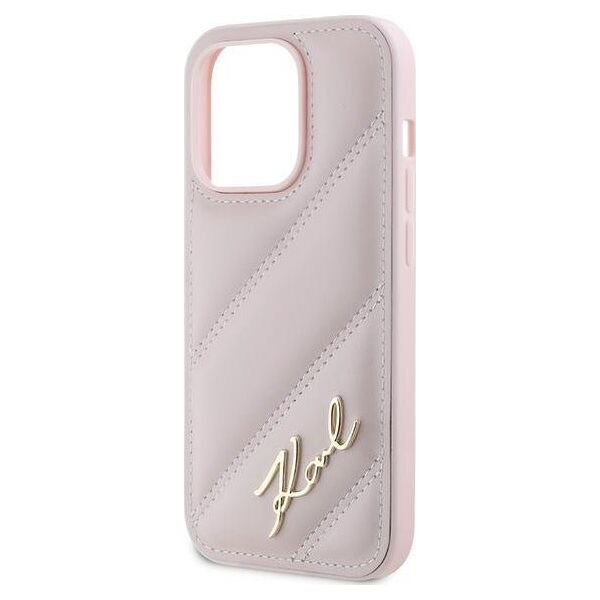 Karl Lagerfeld Karl Lagerfeld KLHCP14LPQDSMGP iPhone 14 Pro 6.1" różowy/pink hardcase Diagonal Quilted Script