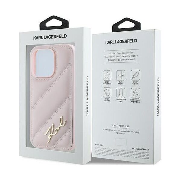 Karl Lagerfeld Karl Lagerfeld KLHCP14LPQDSMGP iPhone 14 Pro 6.1" różowy/pink hardcase Diagonal Quilted Script