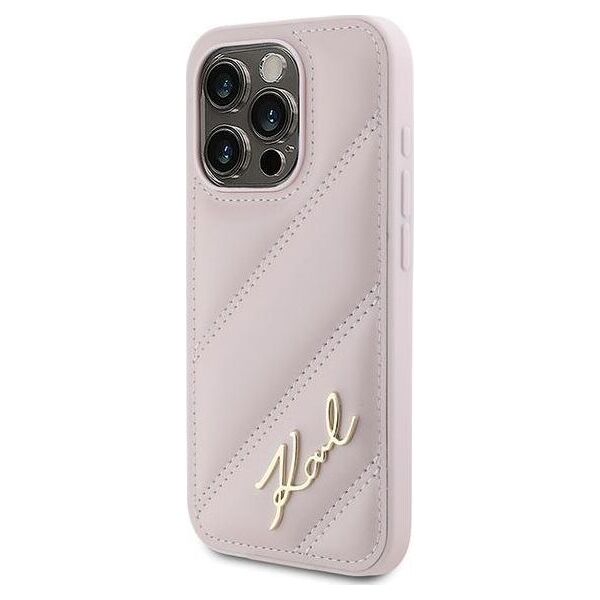 Karl Lagerfeld Karl Lagerfeld KLHCP15LPQDSMGP iPhone 15 Pro 6.1" różowy/pink hardcase Diagonal Quilted Script