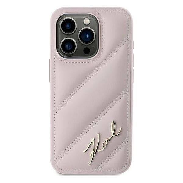 Karl Lagerfeld Karl Lagerfeld KLHCP15LPQDSMGP iPhone 15 Pro 6.1" różowy/pink hardcase Diagonal Quilted Script