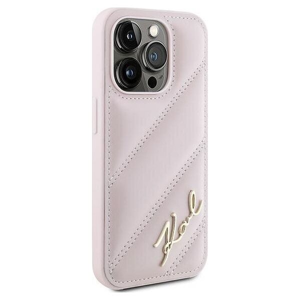 Karl Lagerfeld Karl Lagerfeld KLHCP15XPQDSMGP iPhone 15 Pro Max 6.7" różowy/pink hardcase Diagonal Quilted Script