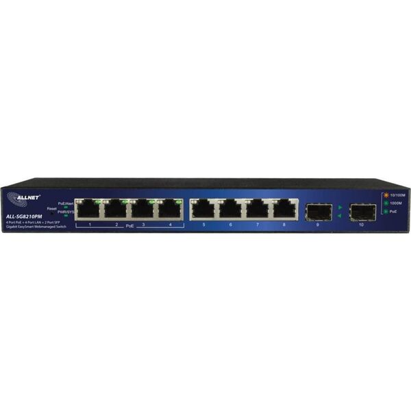 Switch Allnet 6+2P ALLNET ALL-SG8210PM POE+ M