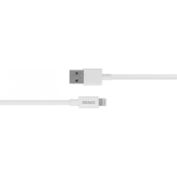 Kabel USB Deltaco USB-A - Lightning 2 m Biały (IPLH-402)