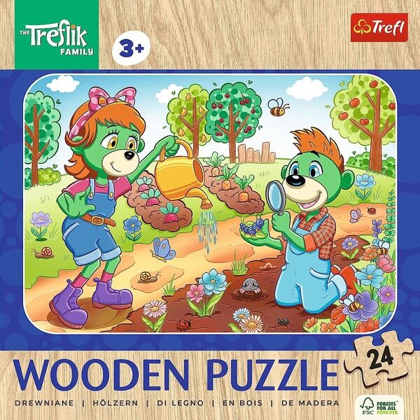Trefl PUZZLE 24 Drewniane Poznaj Rodzinę Treflików 20263